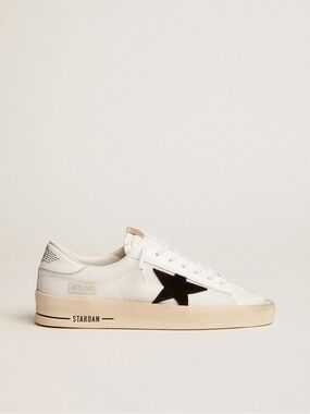 Golden Goose Men's Stardan in white mesh with black suede star 42